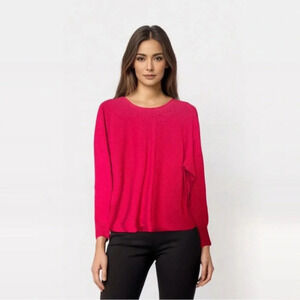 Bianco & Blu Made in Italy Women's Fuschia‎ Pink Dolman Sleeve Sweater Sz…